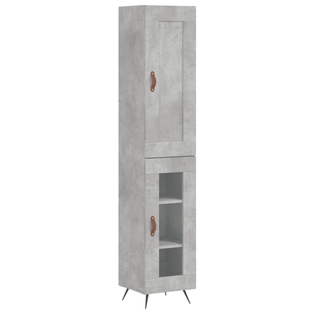 Betonszürke szerelt fa magasszekrény 34,5x34x180 cm 2
