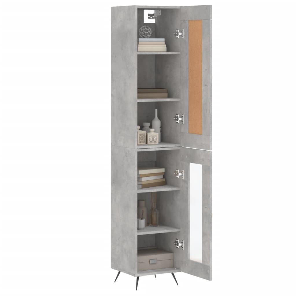 Betonszürke szerelt fa magasszekrény 34,5x34x180 cm 3