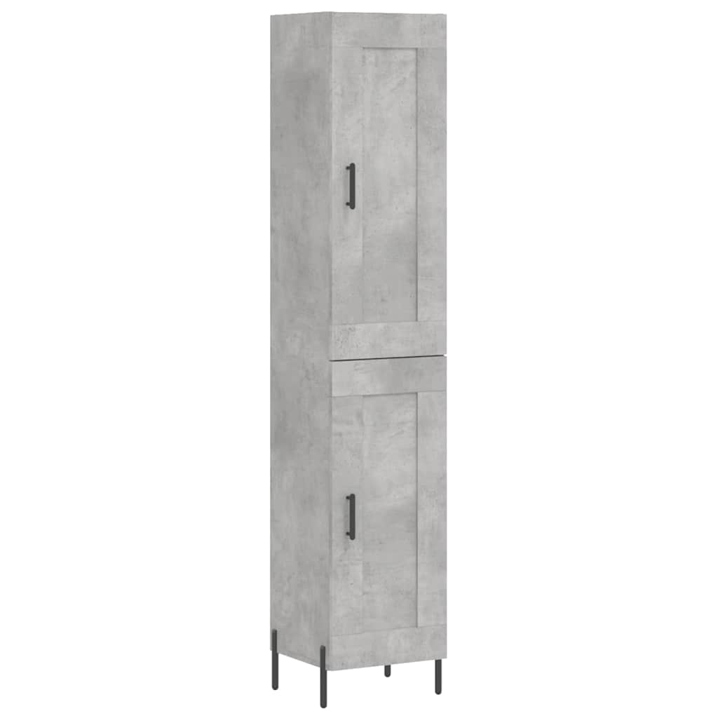 Betonszürke szerelt fa magasszekrény 34,5x34x180 cm 2