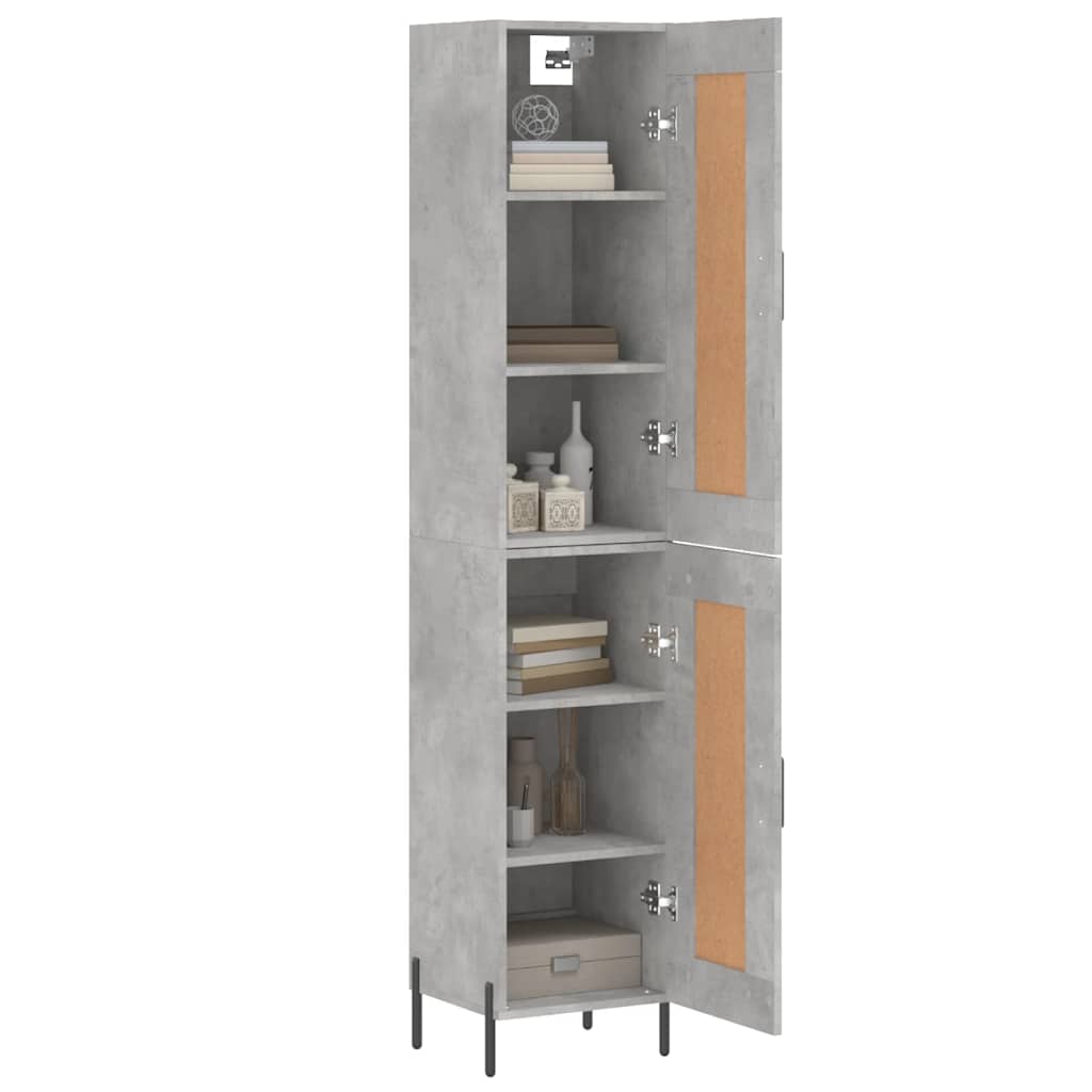 Betonszürke szerelt fa magasszekrény 34,5x34x180 cm 3