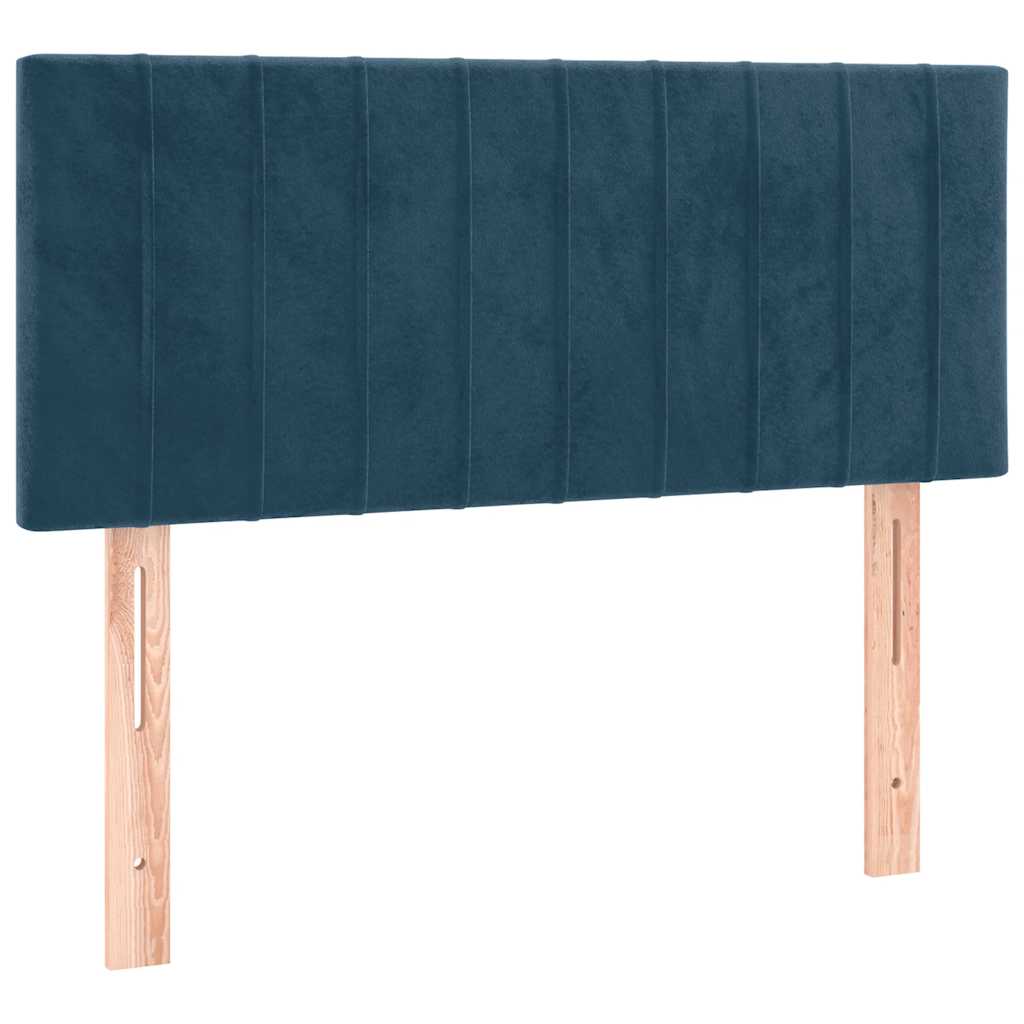 Sötétkék bársony rugós ágy matraccal 80 x 200 cm 6