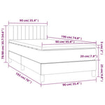 Világosszürke bársony rugós ágy matraccal 90x190 cm 7