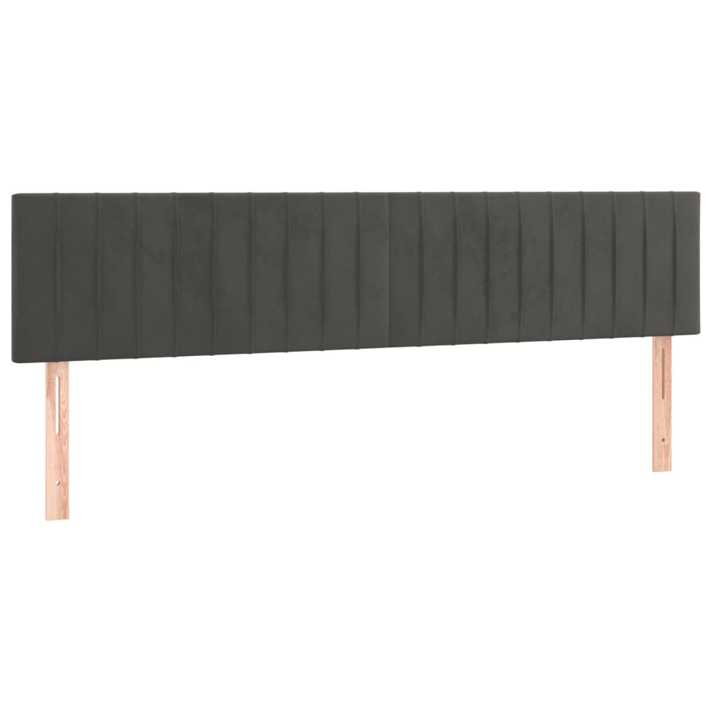 Sötétszürke bársony rugós ágy matraccal 160x200 cm 6