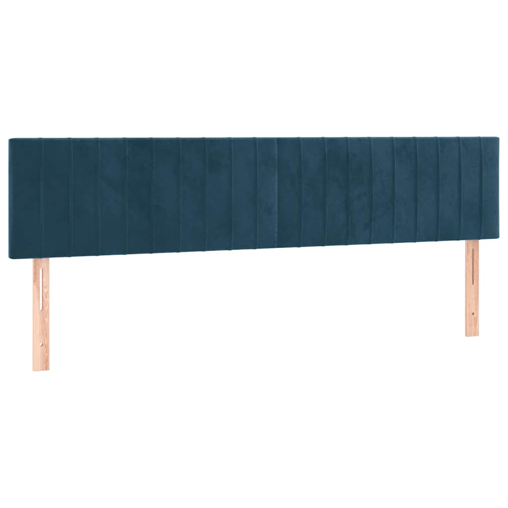 Sötétkék bársony rugós ágy matraccal 180x200 cm 6