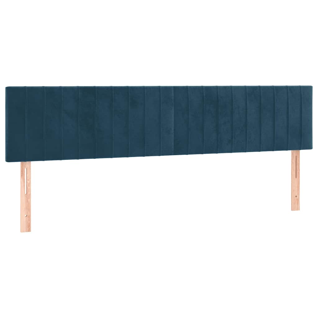Sötétkék bársony rugós ágy matraccal 200x200 cm 6