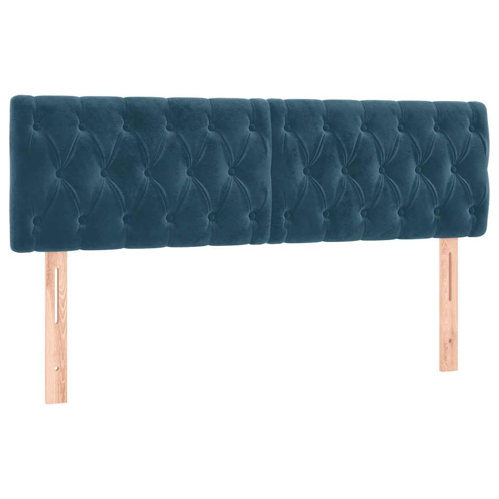 Sötétkék bársony rugós ágy matraccal 140x190 cm 6