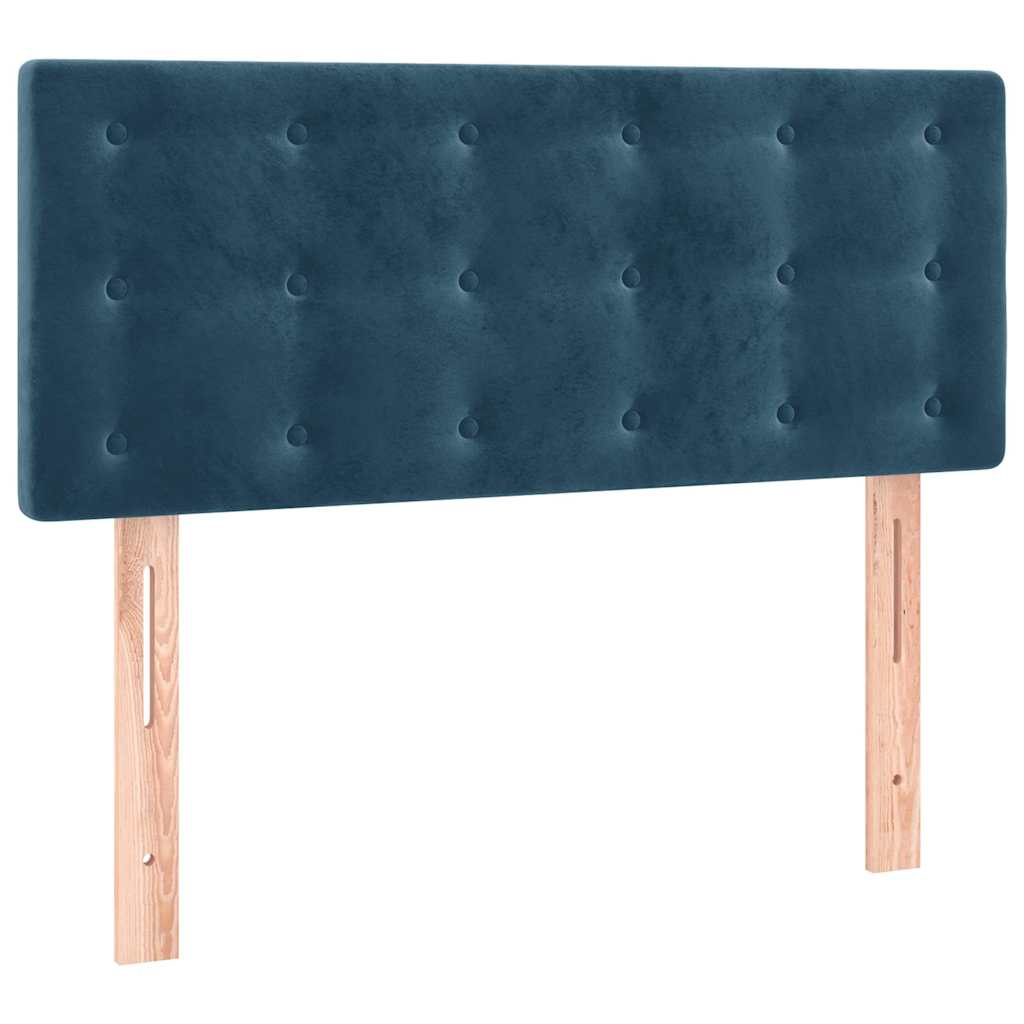 Sötétkék bársony rugós ágy matraccal 100 x 200 cm 6
