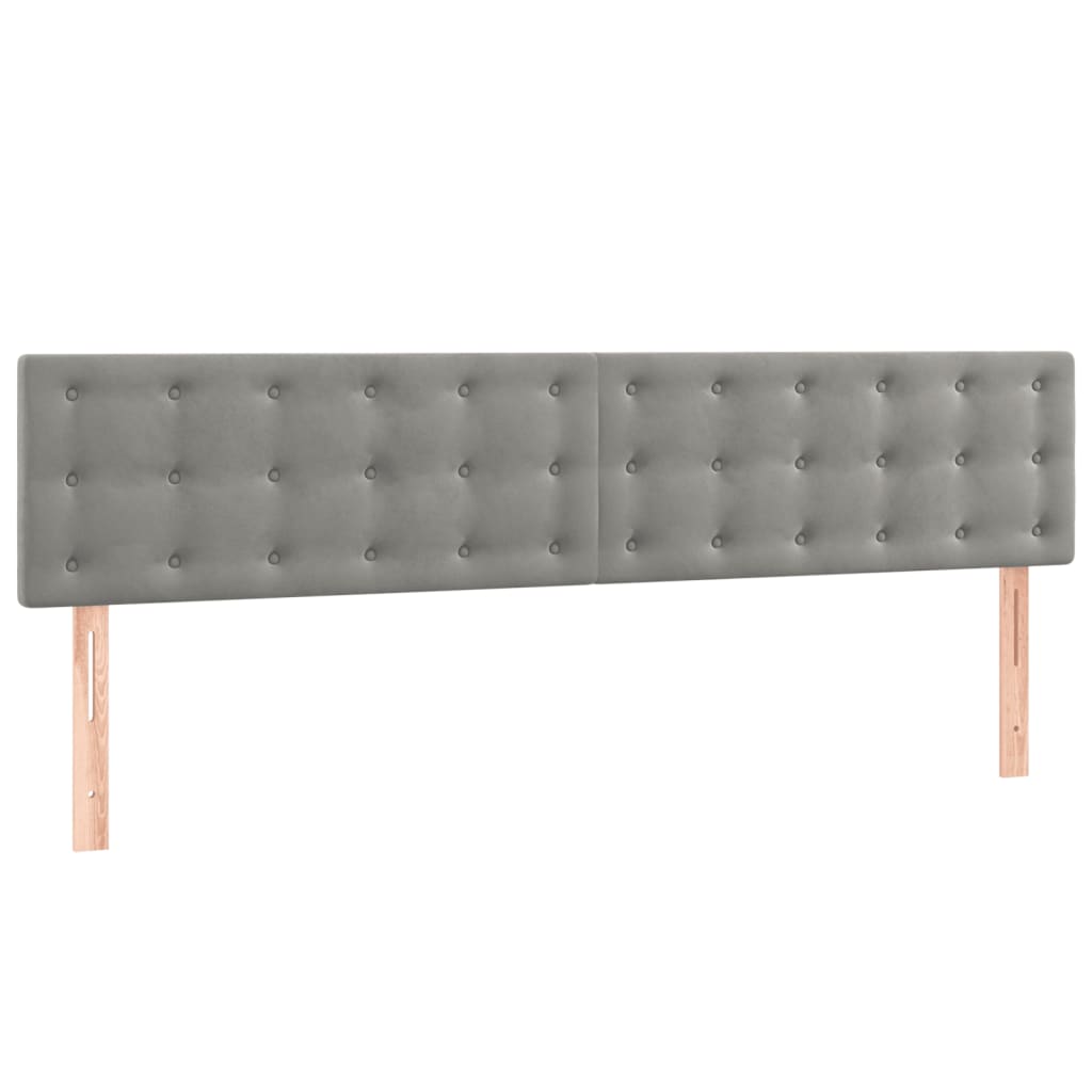 Világosszürke bársony rugós ágy matraccal 200x200 cm 6