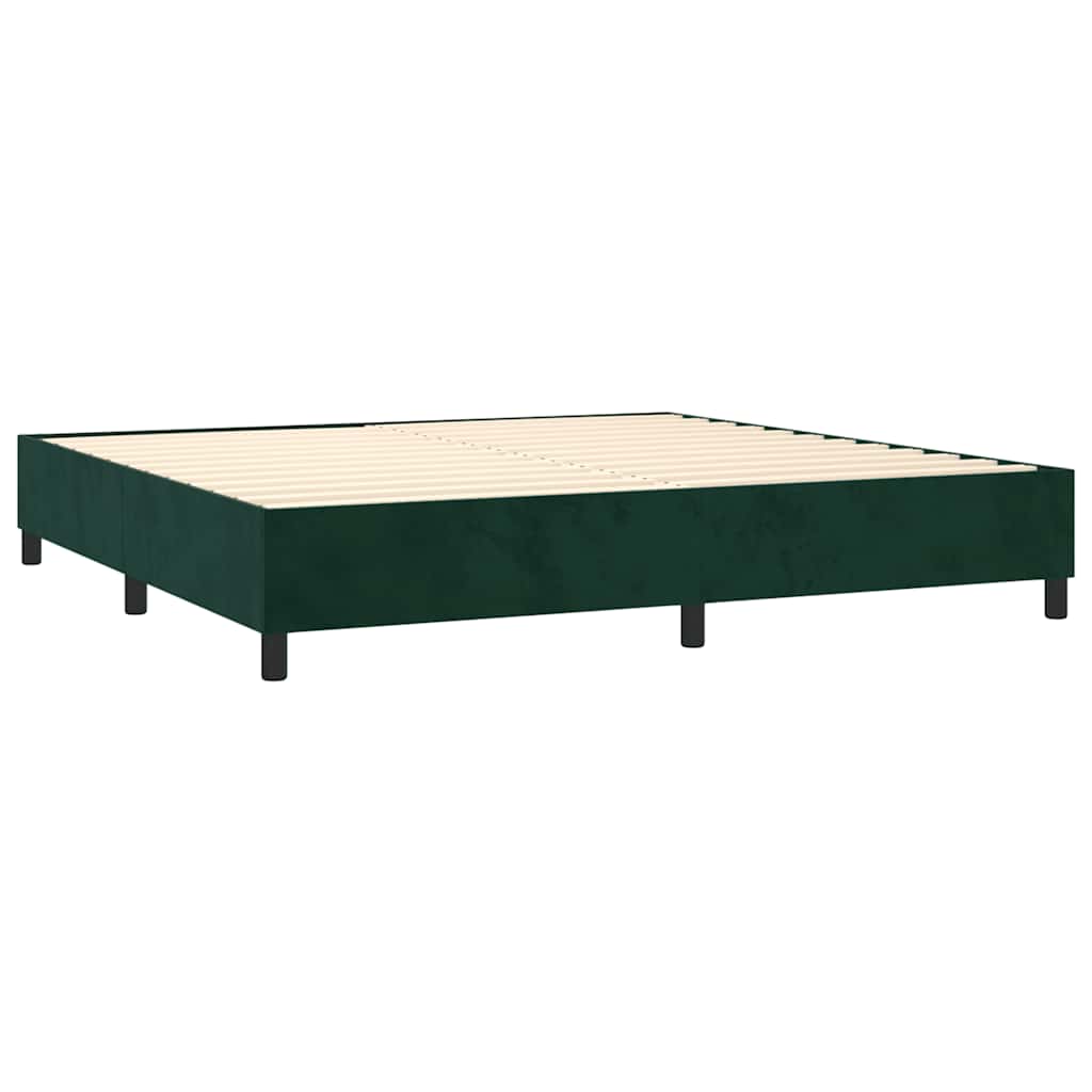 Sötétzöld bársony rugós ágy matraccal 200x200 cm 4
