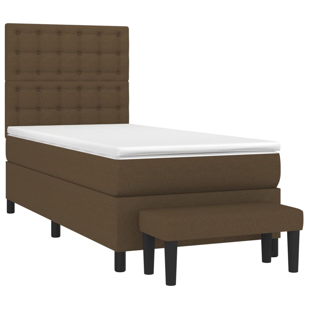 Sötétbarna szövet rugós ágy matraccal 90 x 200 cm 3