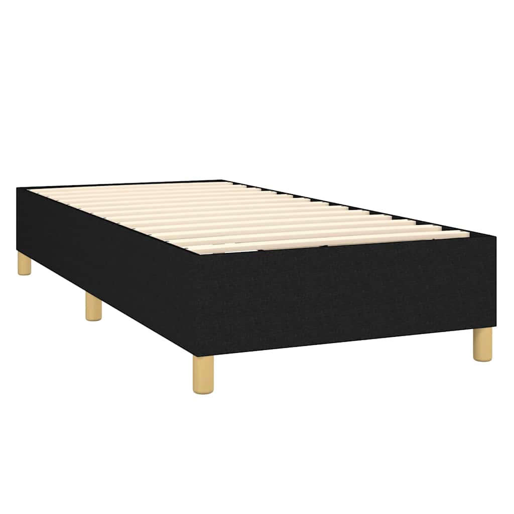 Fekete szövet rugós ágy matraccal 90x200 cm 4
