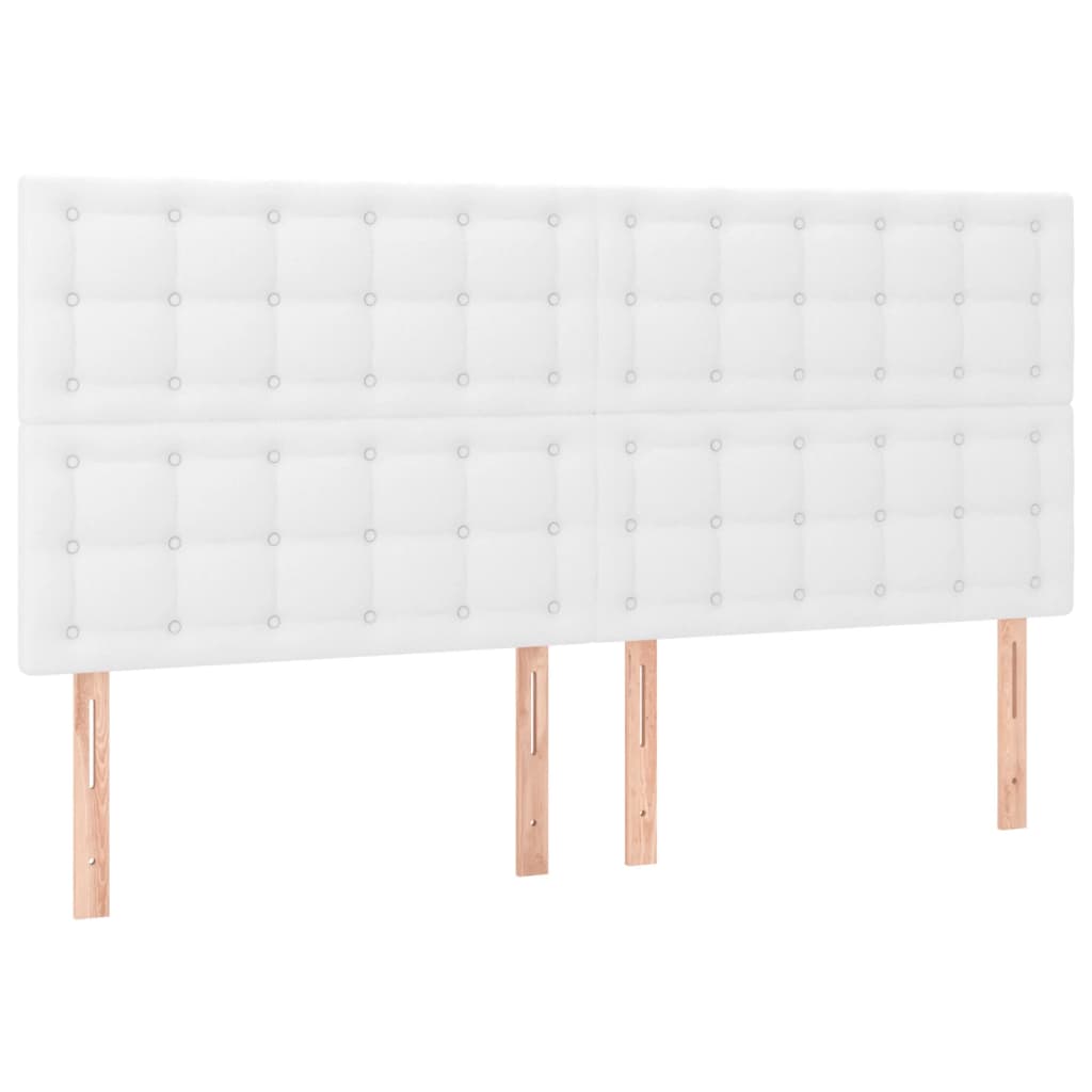 Fehér műbőr rugós ágy matraccal 200 x 200 cm 5