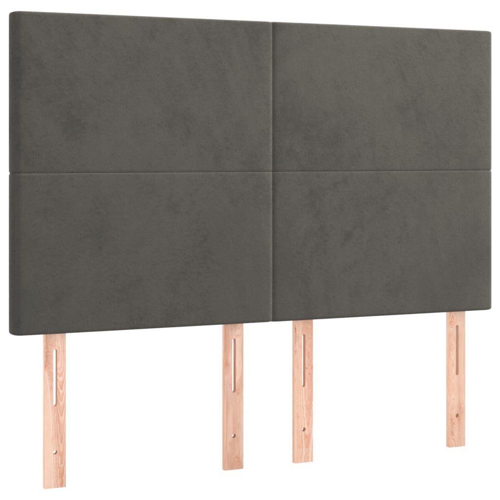Sötétszürke bársony rugós ágy matraccal 140x190 cm 5