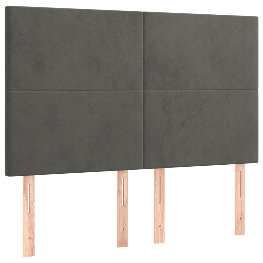 Sötétszürke bársony rugós ágy matraccal 140x200 cm 5