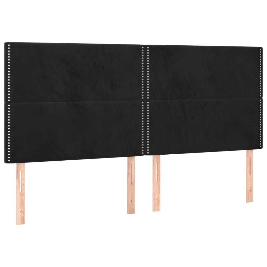 Fekete bársony rugós ágy matraccal 200x200 cm 5