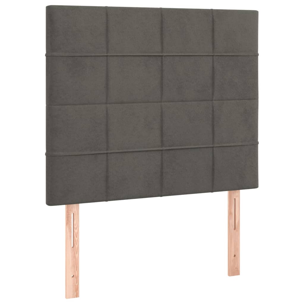 Sötétszürke bársony rugós ágy matraccal 90 x 200 cm 5
