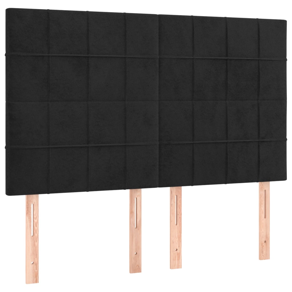 Fekete bársony rugós ágy matraccal 140x200 cm 5