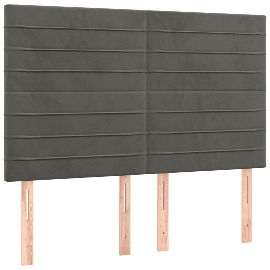 Sötétszürke bársony rugós ágy matraccal 140x190 cm 5