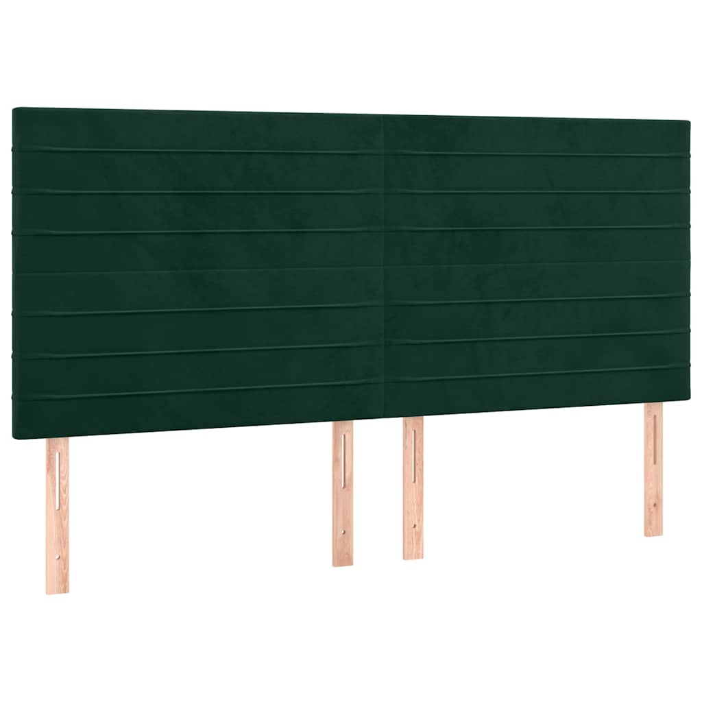 Sötétzöld bársony rugós ágy matraccal 160x200 cm 5