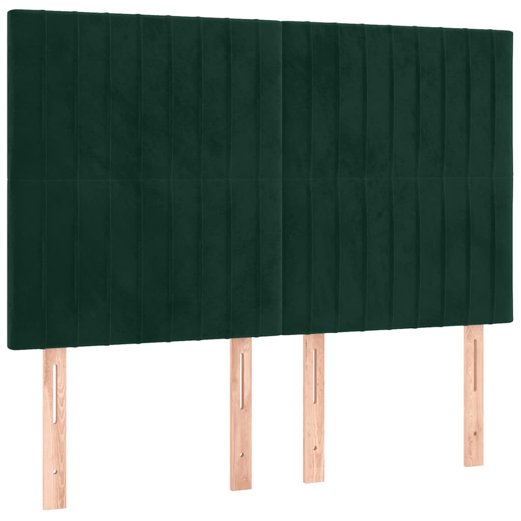 Sötétzöld bársony rugós ágy matraccal 140x200 cm 5
