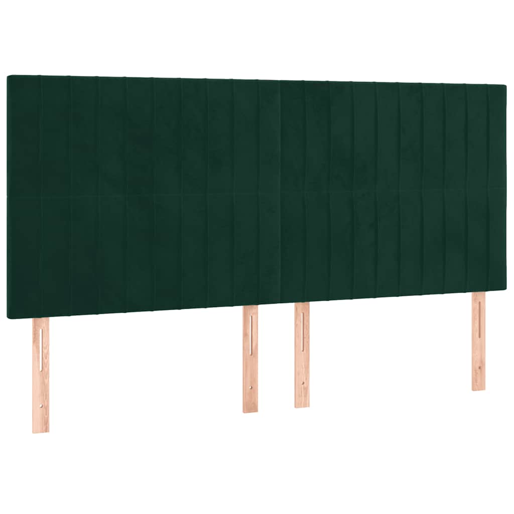Sötétzöld bársony rugós ágy matraccal 180x200 cm 5