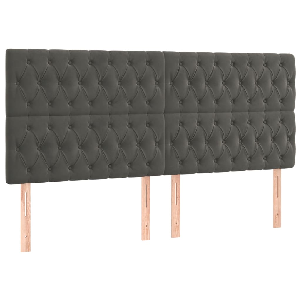 Sötétszürke bársony rugós ágy matraccal 200x200 cm 5