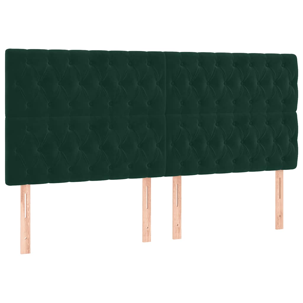 Sötétzöld bársony rugós ágy matraccal 200x200 cm 5