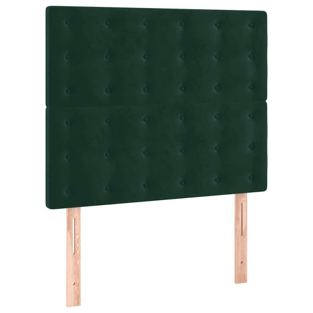 Sötétzöld bársony rugós ágy matraccal 80 x 200 cm 5