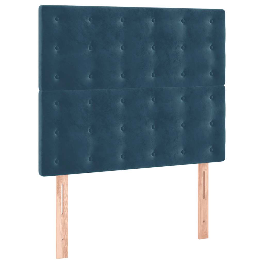 Sötétkék bársony rugós ágy matraccal 90 x 200 cm 5