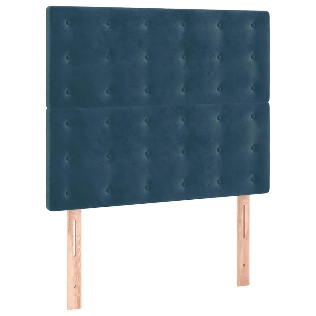 Sötétkék bársony rugós ágy matraccal 100 x 200 cm 5