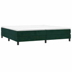 Sötétzöld bársony rugós ágy matraccal 200x200 cm 3