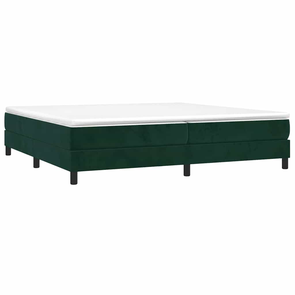 Sötétzöld bársony rugós ágy matraccal 200x200 cm 3