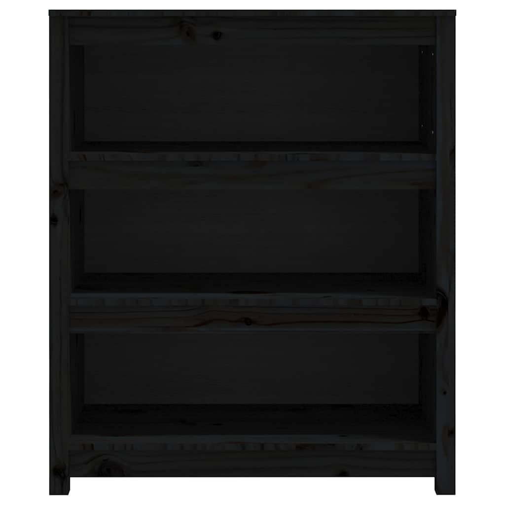 Fekete tömör fenyőfa könyvszekrény 80x35x97 cm 4