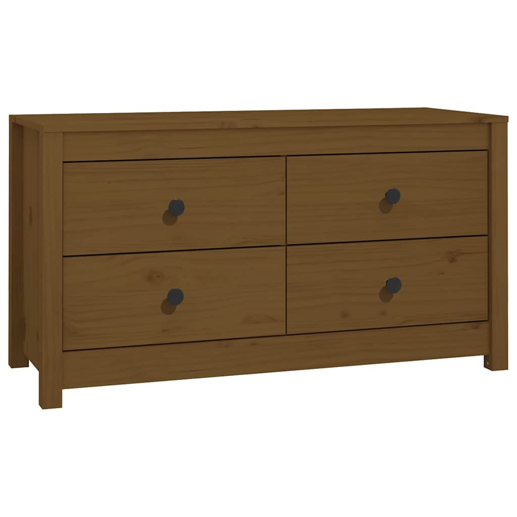 Mézbarna tömör fenyőfa kisszekrény 100x40x54 cm 2