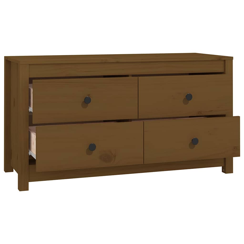 Mézbarna tömör fenyőfa kisszekrény 100x40x54 cm 3