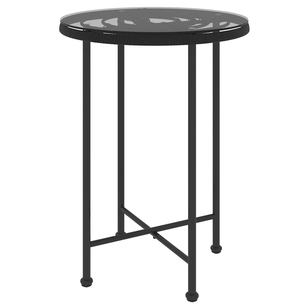 Fekete edzett üveg és acél étkezőasztal Ø55 cm 2