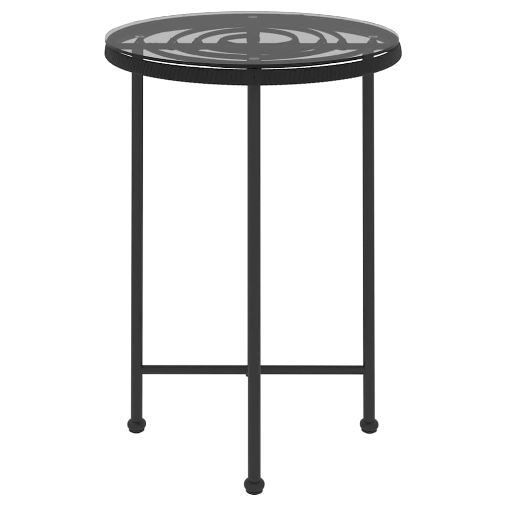 Fekete edzett üveg és acél étkezőasztal Ø55 cm 3