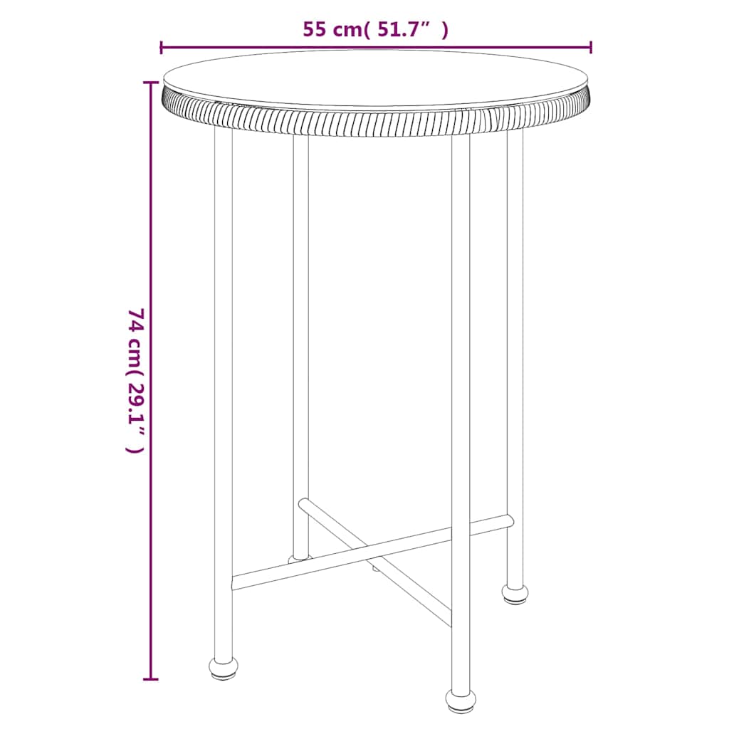 Fekete edzett üveg és acél étkezőasztal Ø55 cm 6