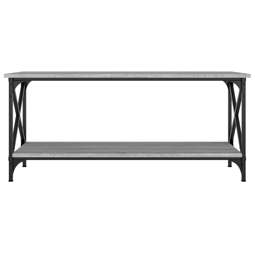 Szürke sonoma szerelt fa és vas dohányzóasztal 100 x 45 x 45 cm 4