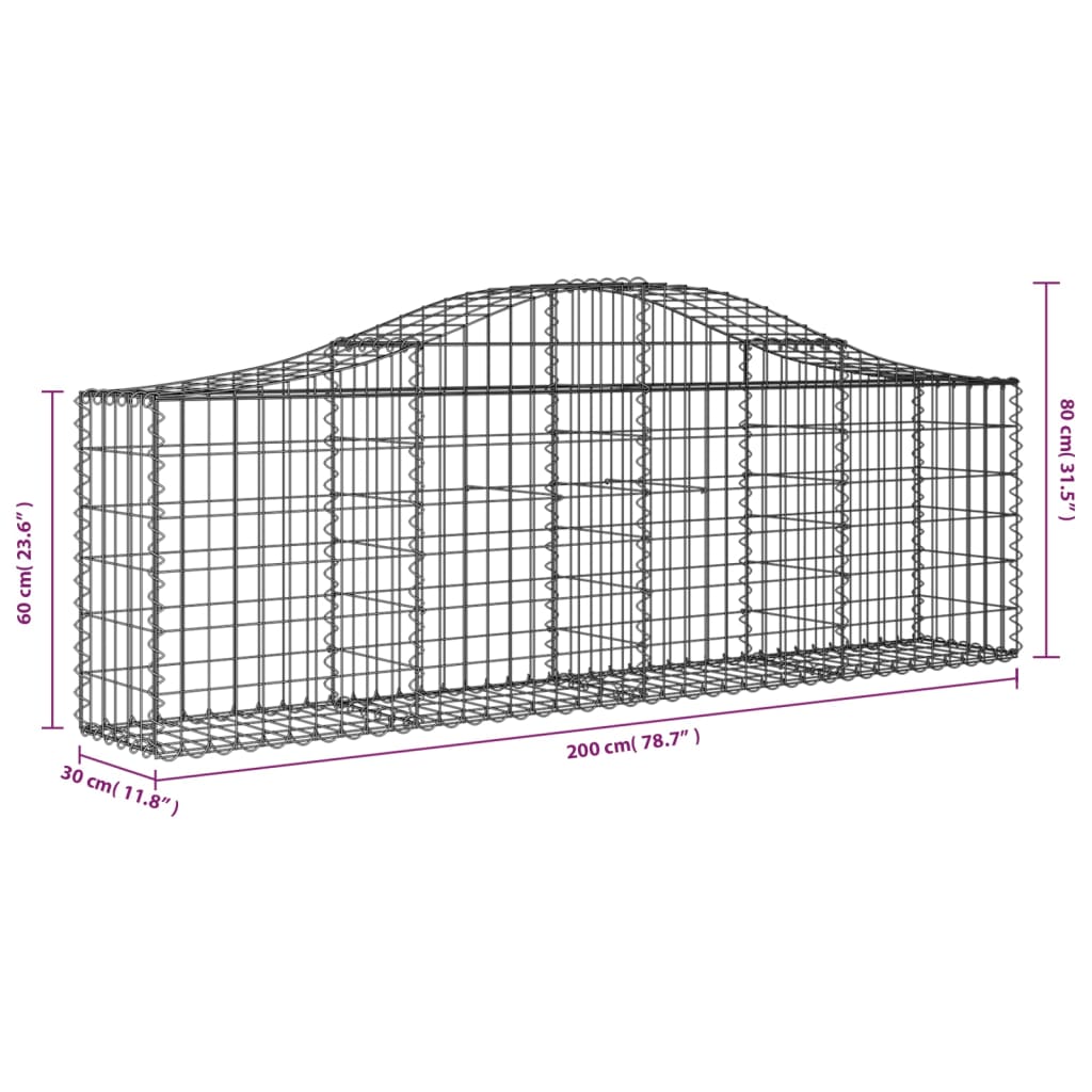 18 db íves horganyzott vas gabion kosár 200x30x60/80 cm 6