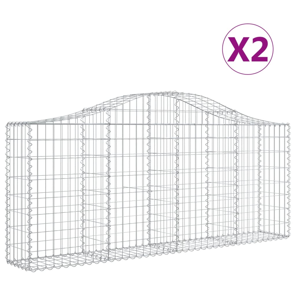 2 db íves horganyzott vas gabion kosár 200x30x80/100 cm 2