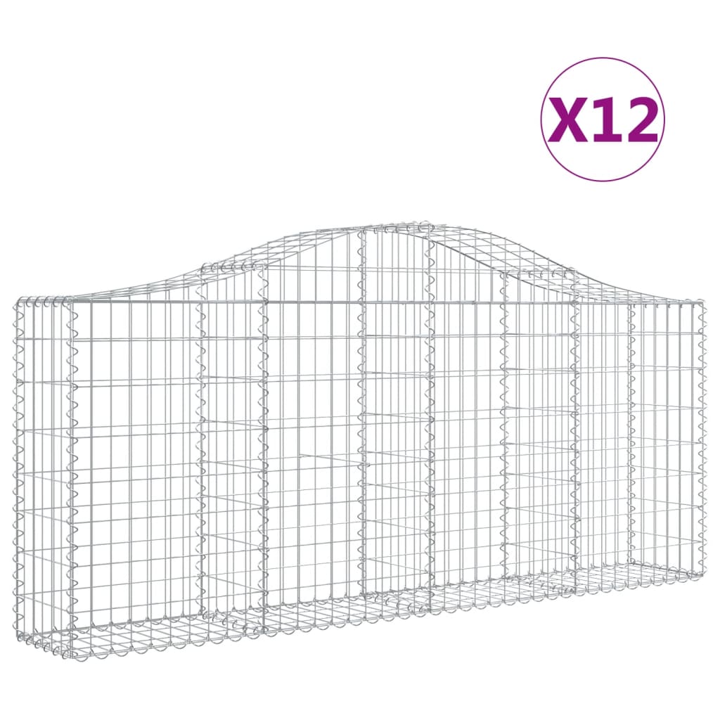 12 db íves horganyzott vas gabion kosár 200x30x80/100 cm 2