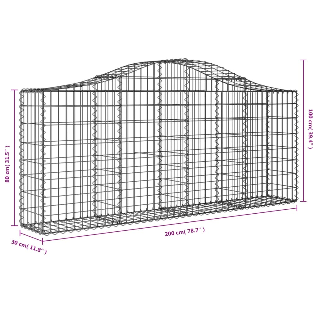 12 db íves horganyzott vas gabion kosár 200x30x80/100 cm 6