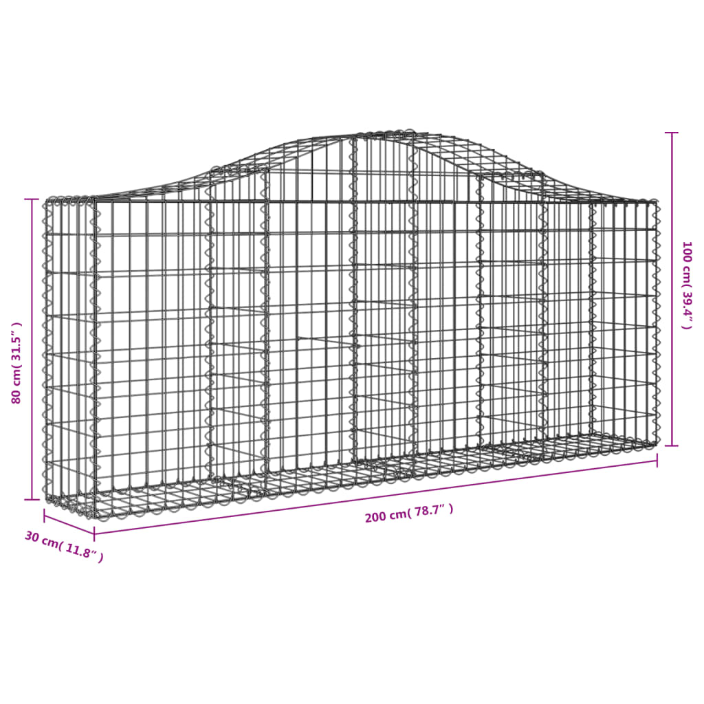 18 db íves horganyzott vas gabion kosár 200x30x80/100 cm 6