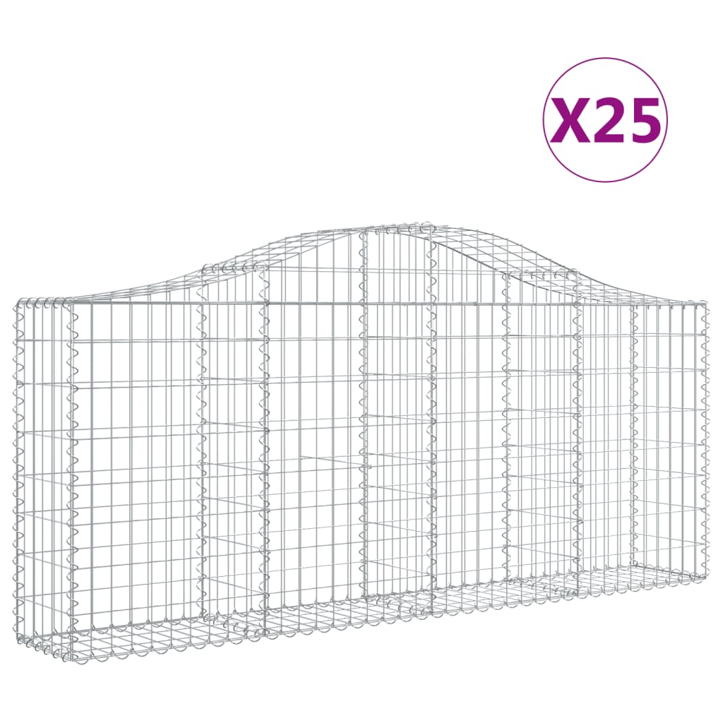 25 db íves horganyzott vas gabion kosár 200x30x80/100 cm 2