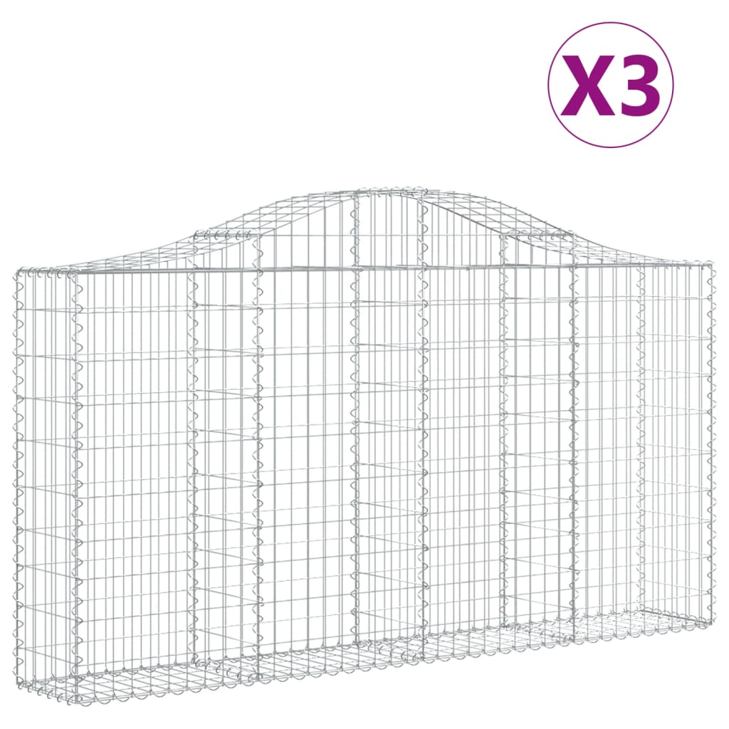 3 db íves horganyzott vas gabion kosár 200x30x100/120 cm 2