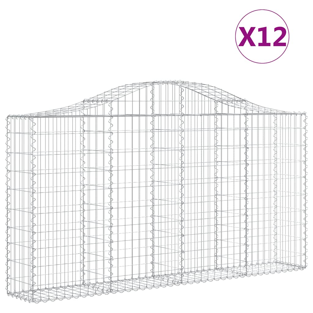 12 db íves horganyzott vas gabion kosár 200x30x100/120 cm 2