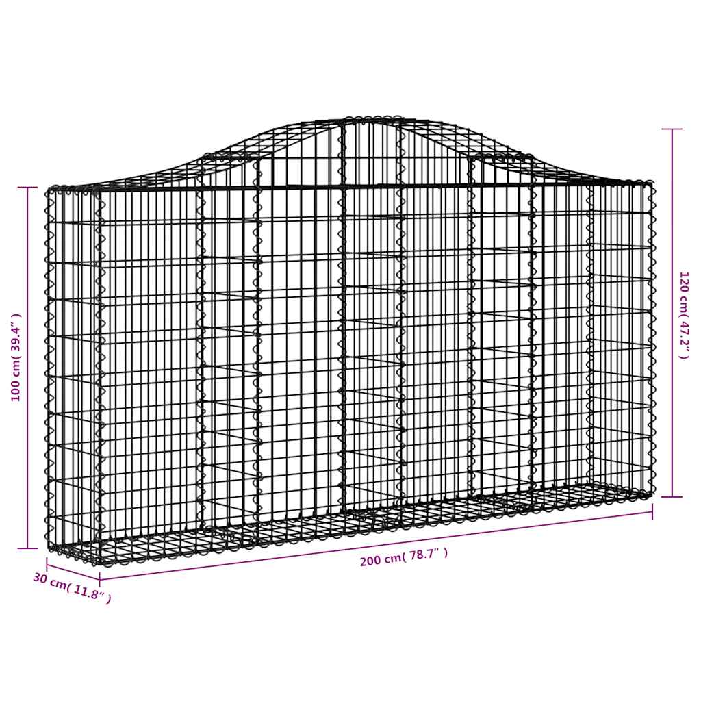 12 db íves horganyzott vas gabion kosár 200x30x100/120 cm 6