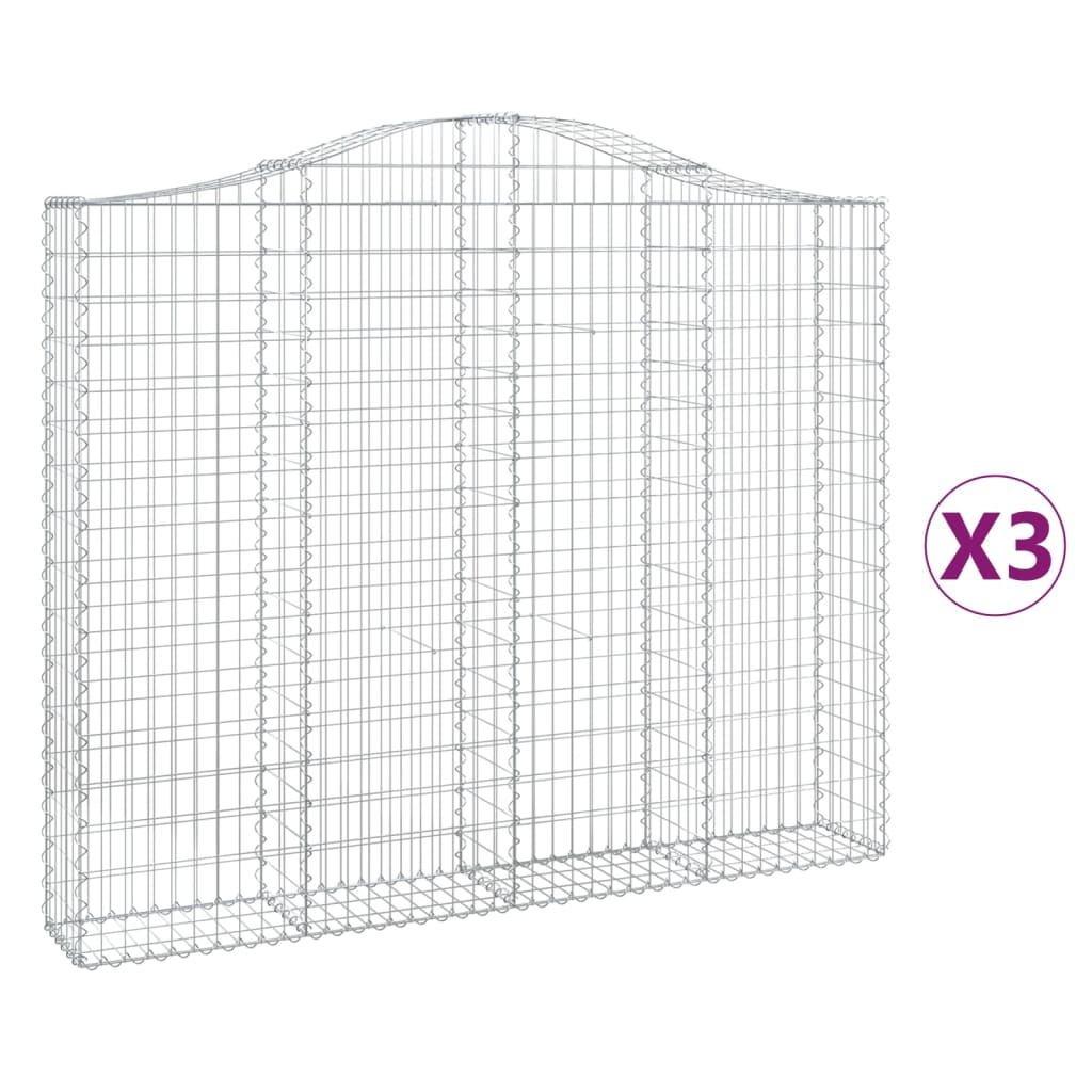 3 db íves horganyzott vas gabion kosár 200x30x160/180 cm 2