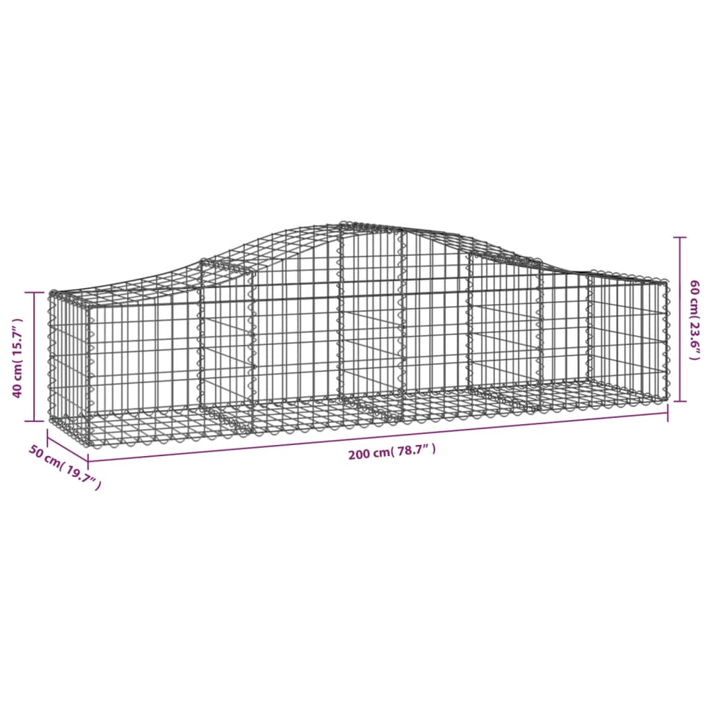 12 db íves horganyzott vas gabion kosár 200x50x40/60 cm 6